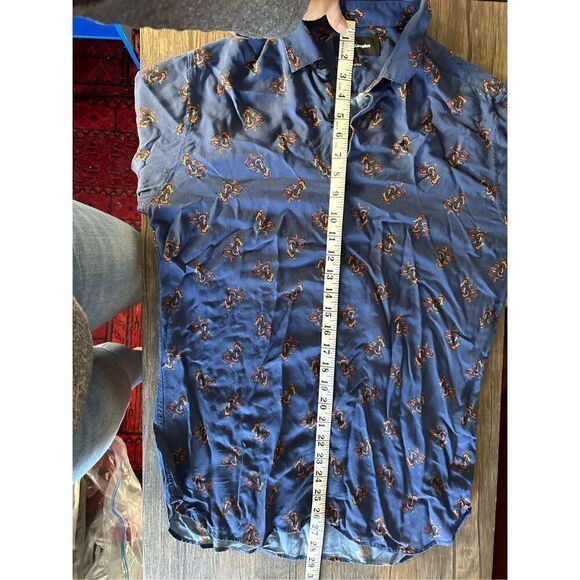 The Kooples Fitted Medium Abstract Blue Long Sleeve Button Down Shirt - Picture 11 of 11